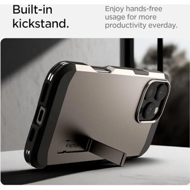 Spigen Tough Armor (AI) MagFit Hülle für iPhone 16 Pro Max, Kompatibel mit MagSafe Zubehör -Gunmetal, Doppelschichtige Schutzhülle mit integriertem Magnet und Kickstand – Bild 5