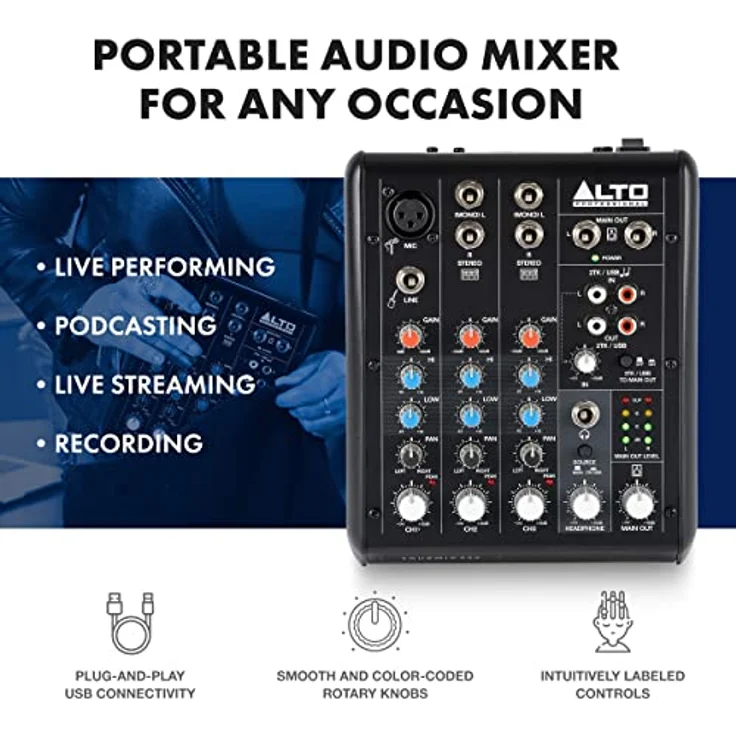 Alto TrueMix 500 Mischpult mit XLR Mic In und USB Audio Interface für Podcasting, Live Performance, Streaming, Recording, DJ - Mac & PC – Bild 2
