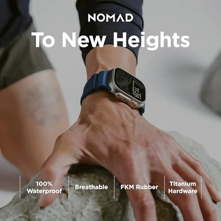 Nomad Smartwatch-Armband Rocky Point Band 42/44/45/ 49mm Atlantic Connector - Leistungsstarkes Uhrenarmband für die Apple Watch, wasserfestes FKM-Material, Titan-Hardware, helles Connector – Bild 4