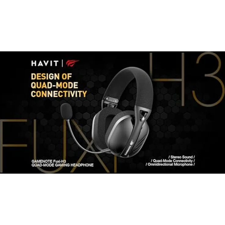 Havit Fuxi H3 2.4G Gaming Headset, Kabelgebunden & Kabellos, 40mm Lautsprecher, bis zu 26 Stunden Akkulaufzeit, Schwarz – Bild 7