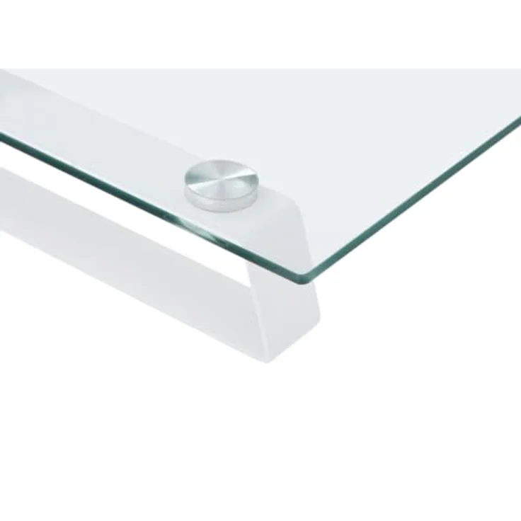 vidaXL Monitorständer mit Stauraum, Monitorerhöhung aus Hartglas und Metall, ergonomisch, Weiß 60x20x8cm – Bild 4