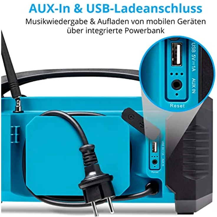 Medion® LIFE® E66050 Baustellenradio, tragbares DAB+/FM/AM Radio mit 15 W, Bluetooth 5, spritzwassergeschützt, blau – Bild 6