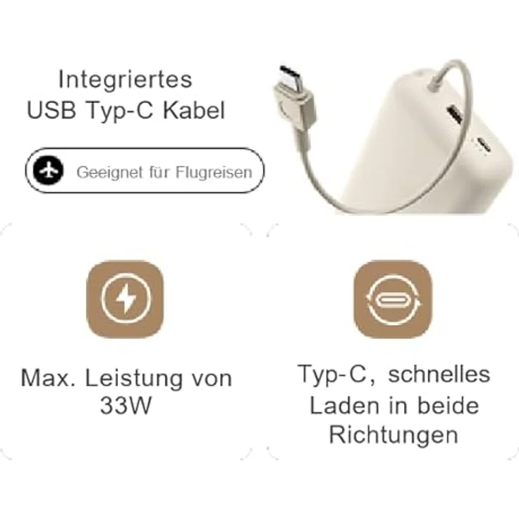 Xiaomi 33W Power Bank 10.000mAh mit integriertem Kabel, kompakt und ideal für Reisen – Bild 4