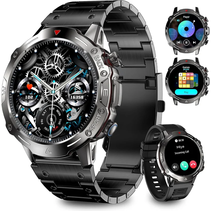 Homailida KALINCO 2024 Smartwatch, hochwertig mit 100+ Sportmodi, Bluetooth-Anrufen, Gesundheitsmonitoring & 1,69 Zoll HD-Display