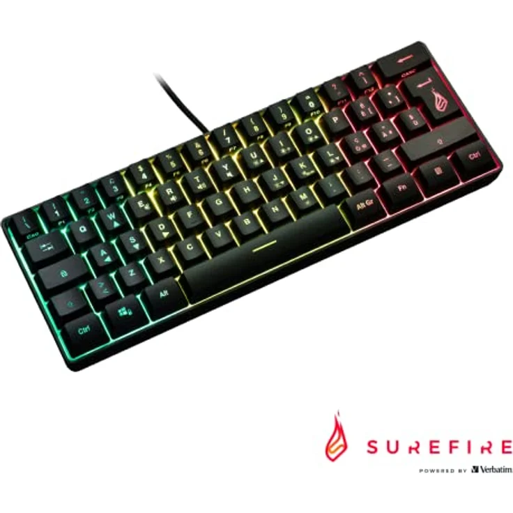 Surefire Kingpin X1 60% Gaming Tastatur Italian, Gaming Multimedia Keyboard klein & mobil, RGB-Tastatur mit Beleuchtung, 25 Anti-Ghosting-Tasten, italienisches Layout QWERTY – Bild 3
