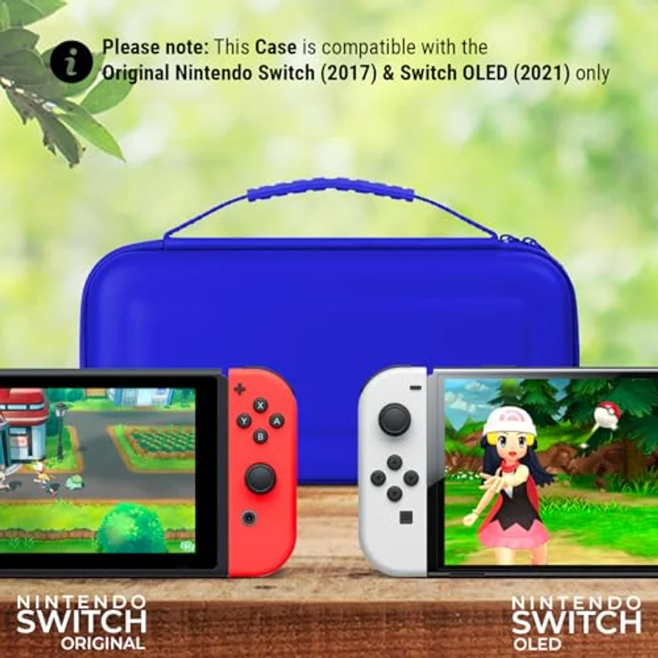 Orzly Tragetasche für Nintendo Switch und New Switch OLED, harte Reisetasche in Blau mit Schutz, Innentaschen für Zubehör und Spiele – Bild 2
