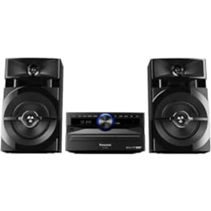 Panasonic Mini-System, 300 W, 2-Wege-Lautsprecher, Woofer:13 cm, CD-Player, CD-R-R W, Bluetooth, USB, DAB-DAB +, 30 FM-15AM RDS, AUX, Audio-Qualität, blaue Beleuchtung, Schwarz DAB-DAB+ Radio blau – Bild 4