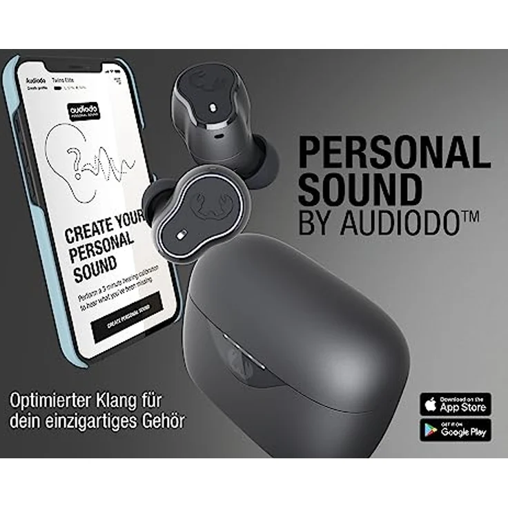 Fresh 'n Rebel Twins Elite, kabellose In-Ear-Bluetooth-Kopfhörer mit Adaptive Hybrid Noise Cancelling, Personal Sound by Audiodo, Mulitpoint Bluetooth, ENC-Mikrofon, 29 h Spielzeit (Storm Grey) – Bild 3