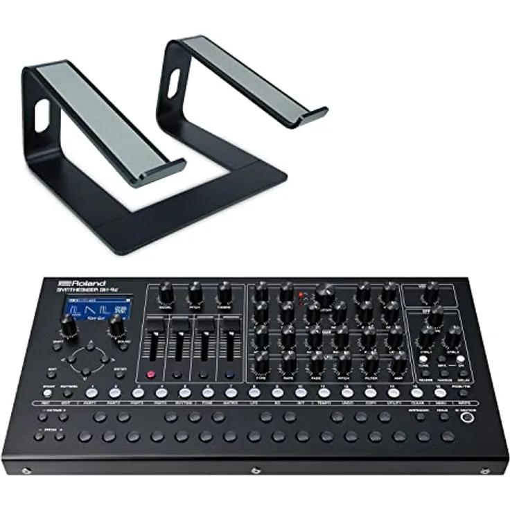 Roland SH-4d Desktop Synthesizer mit Sequenzer und Effekten + keepdrum Laptop-Ständer