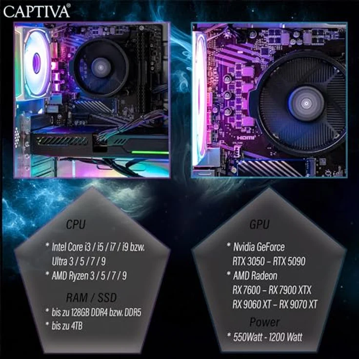Captiva Advanced Gaming R92-962, Desktop-PC mit AMD Ryzen 5 5500, 16 GB RAM, 500 GB SSD, GeForce RTX 5060, Weiss – Bild 7
