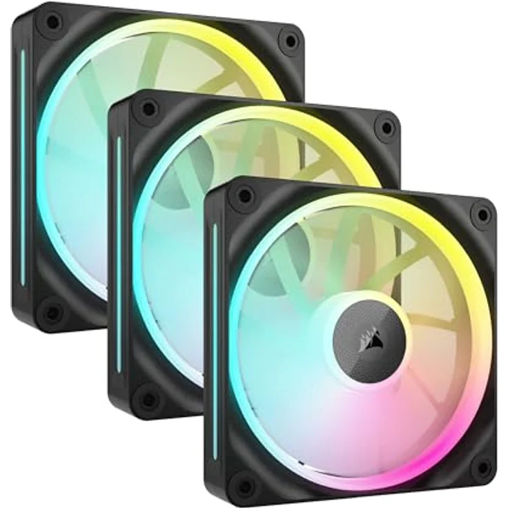 Corsair iCUE LINK LX120 RGB 120mm PWM-Lüfter Dreierpack – Dual Light Loops – Inklusive iCUE LINK System Hub – AirGuide Technologie – Schwarz – Bild 1