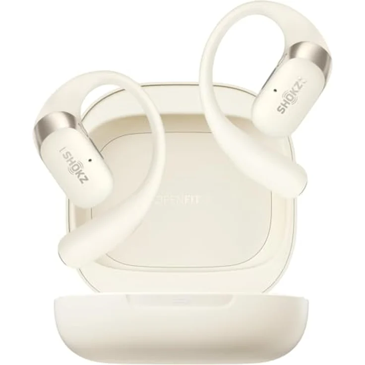 SHOKZ OpenFit 2 Open-Ear-Kopfhörer Bluetooth, 2025 Neue True-Wireless-Ohrhörer mit Mikrofon, 48 Stunden Wiedergabezeit, IP55 Wasserfest, Beige – Bild 1