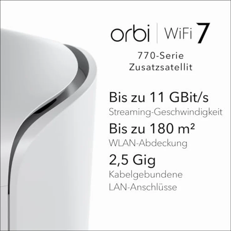 NETGEAR Orbi 770-Serie Tri-Band WiFi 7 Mesh-Zusatzsatellit (RBE770) 2,5-Gig-Internetanschluss, (bis zu 11 GBit/s) – Bild 2
