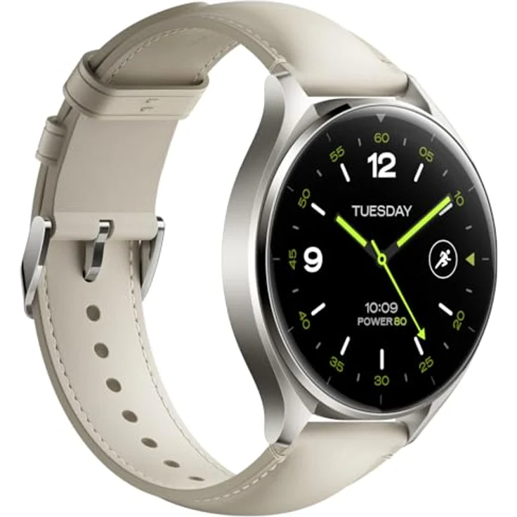 Xiaomi Watch 2 Titangraues Gehäuse mit weißem Lederarmband, Smartwatch mit Snapdragon W5+ Prozessor und AMOLED Display – Bild 2