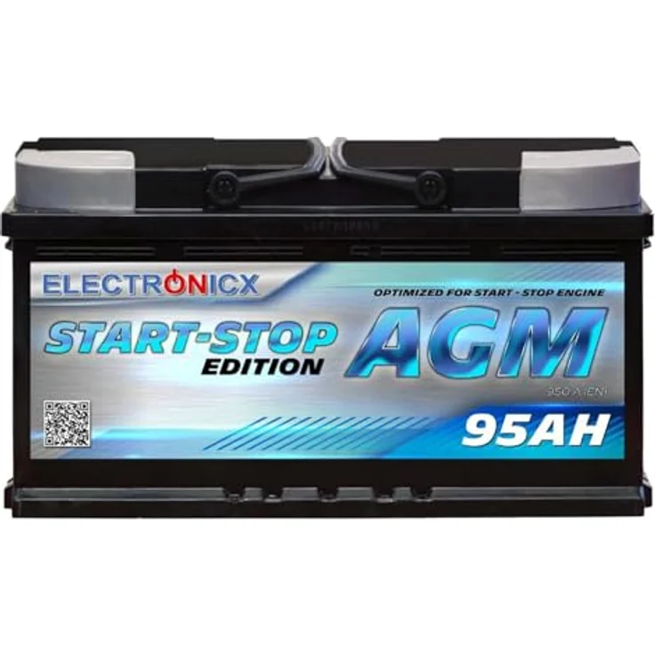 Electronicx AGM Autobatterie 95AH - 12V Starterbatterie für Start-Stop Systeme, wartungsfrei und hochleistungsfähig – Bild 1
