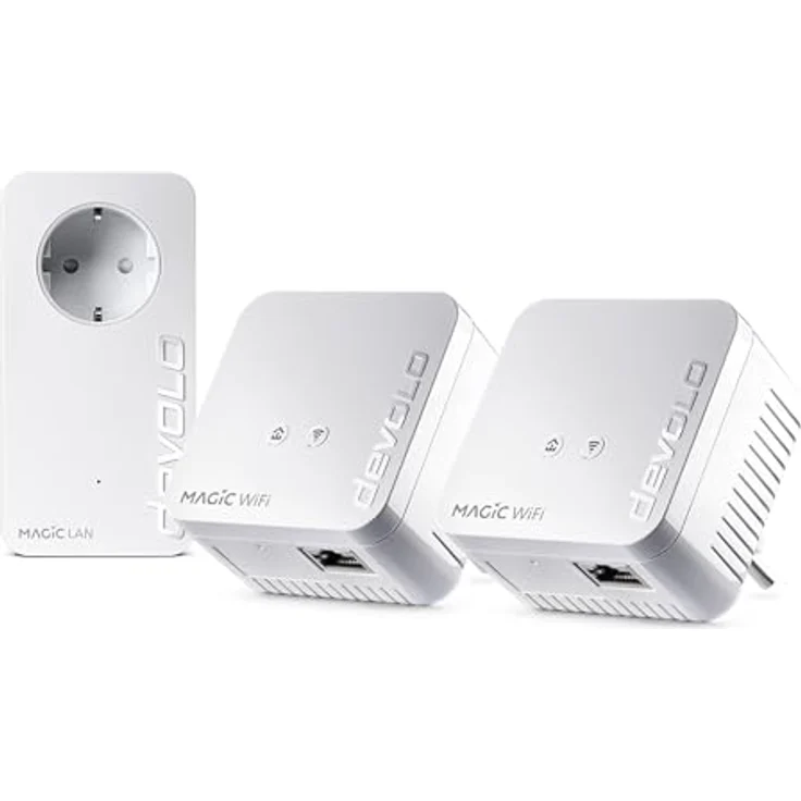 devolo Magic 1 1200 WiFi mini Multiroom Kit: Kompaktes Set mit 3 Powerline-Adaptern, für raumübergreifendes WLAN (1200 Mbit-s, 2x Fast-Ethernet LAN-Anschlüsse, Mesh-WLAN, G.hn) – Bild 2