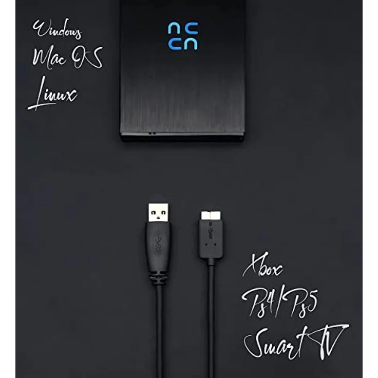 HURRICANE GD25612 Externe Festplatte 500GB 2,5" USB 3.0 tragbare HDD in Silber, für Fotos TV PC Laptop Ps4 Ps5 Xbox, kompatibel mit Windows Mac Linux – Bild 3