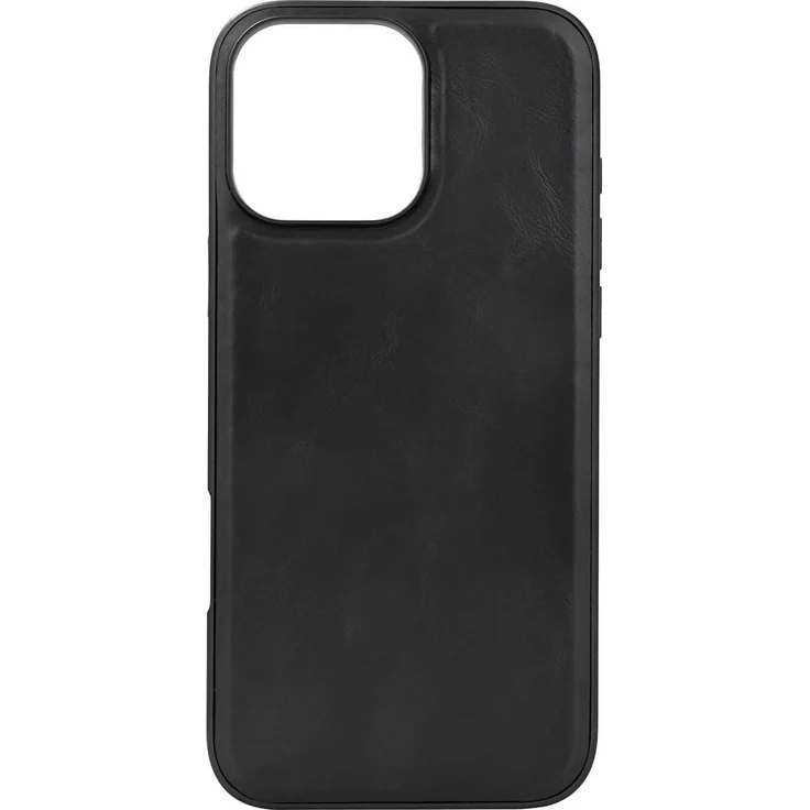 Buffalo Backcover Leder MagSeries für iPhone 16 Pro Max, MagSafe-kompatible Smartphone Hülle aus Aniline-First-Layer-Leder, Schwarz