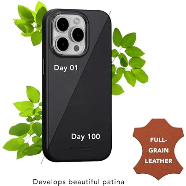 dbramante1928 Roskilde MagSafe iPhone 15 Pro aus recycelten Materialien, Vollnarbenleder, Mikrofaserfutter, 1,2/4ft Stoßschutz, MagSafe-Magnet, schwarz – Bild 4