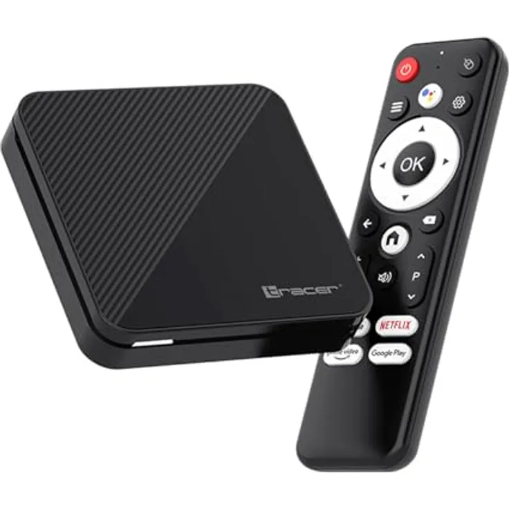 Tracer Multimedia-Player TV Box | Android 14, 4K HDR, WLAN, Bluetooth 5.0, 2GB RAM, 16GB, Quad-Core ARM Cortex-A53, HDMI, LAN, Fernbedienung inklusive