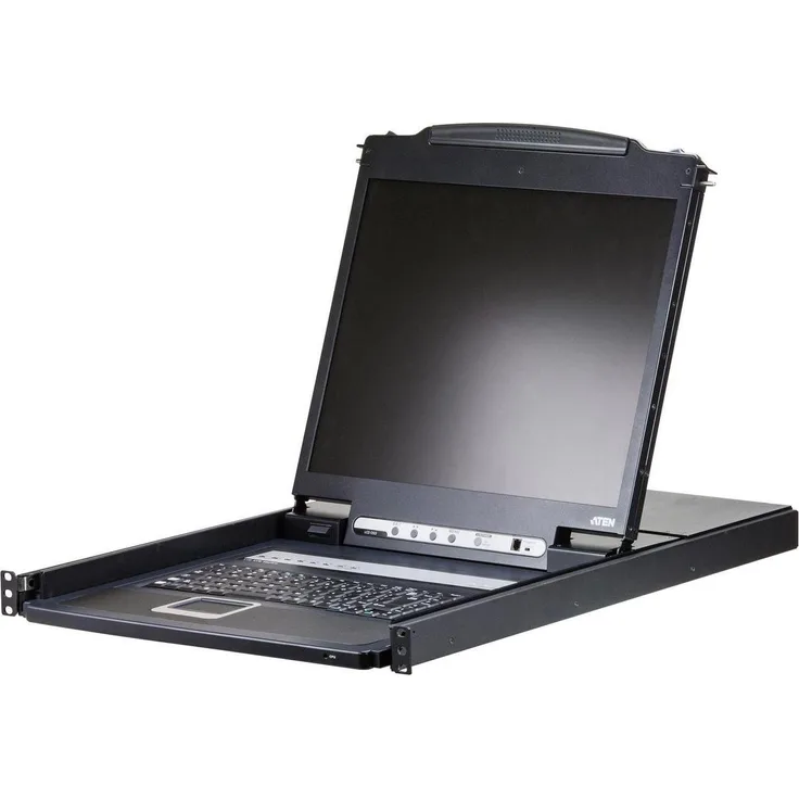 Aten CL1308N KVM-Switch 8-Port, 19"-LCD-Konsole mit PS/2-USB-VGA, UK-Layout, Schwarz