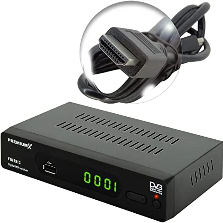 Premium X Kabelreceiver DVB-C FTA 531C Digital FullHD SCART HDMI USB Mediaplayer, TV-Receiver Kabel-Fernsehen – Bild 5