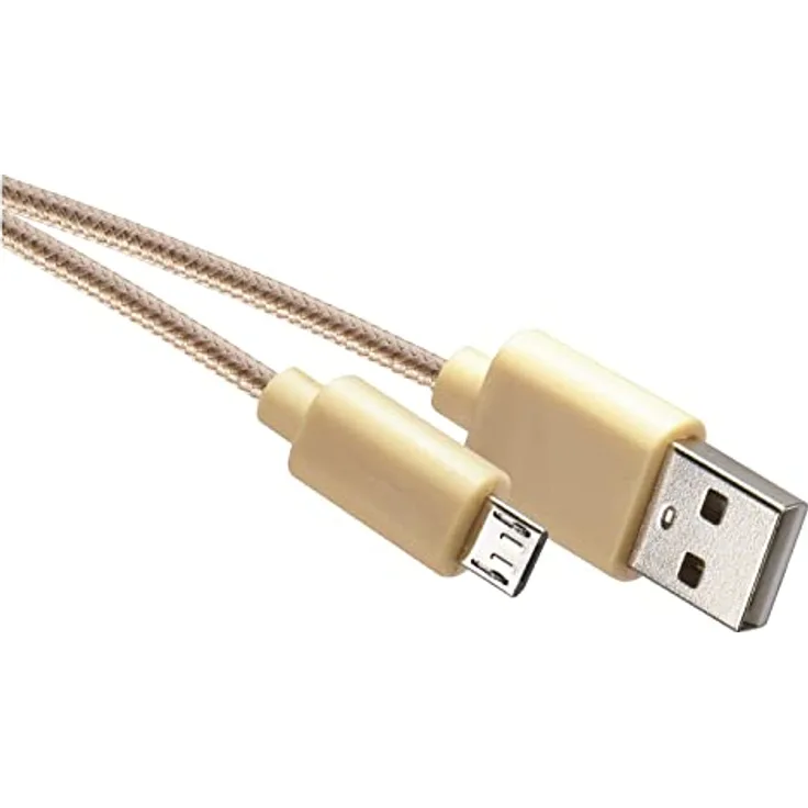 EMOS micro-USB Schnellladekabel auf USB-A 2.0, 480 Mbit/s Ladekabel Typ A auf micro-B für Schnelladen und Datenübertragung, 1 m, goldfarbe