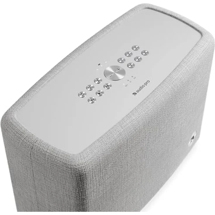Audio Pro A15W, Tragbarer Multiroom Lautsprecher mit 40W Class-D, bis zu 19h Akku, IPX2 Spritzwasserschutz, AirPlay 2, Google Cast, Bluetooth (Hellgrau) – Bild 3