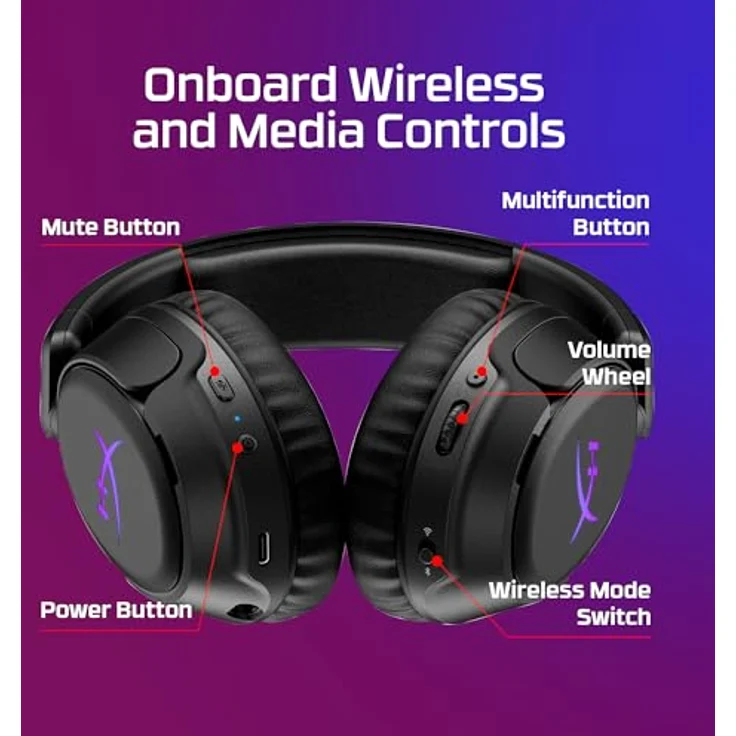 HyperX Cloud Flight 2, Wireless Gaming Headset mit RGB-Beleuchtung, weiß, 100 Stunden Akkulaufzeit – Bild 6