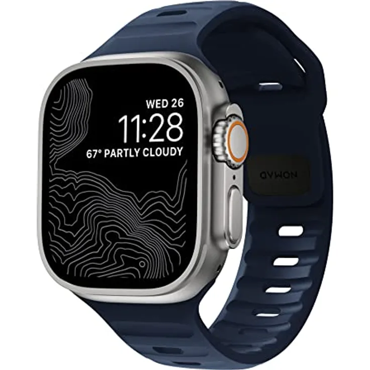 Nomad Sport Band V2, Smartwatch-Armband für Apple Watch 42/44/45/49mm, atmungsaktives Design aus Fluorkautschuk, Atlantic Blue