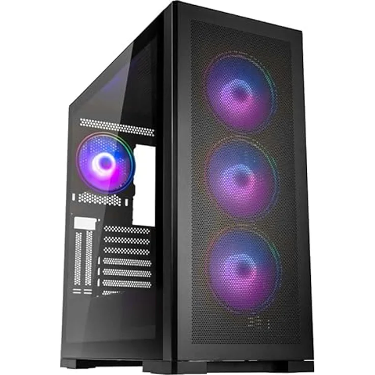 Kolink Unity Meshbay ARGB PC-Gehäuse, Mesh- und Glas-Paneele, ARGB-Lüfter, Halbe Netzteil-Hülle, SPCC-Stahl, Mid Tower, Schwarz – Bild 1