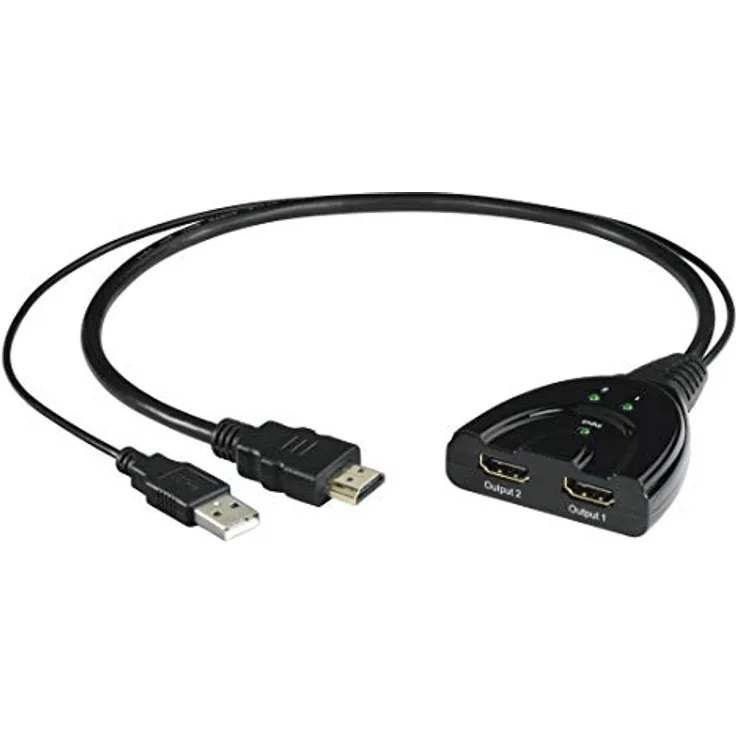 Hama HDMI Verteiler 2 fach (Splitter HDMI mit USB Aschluss, 4K)