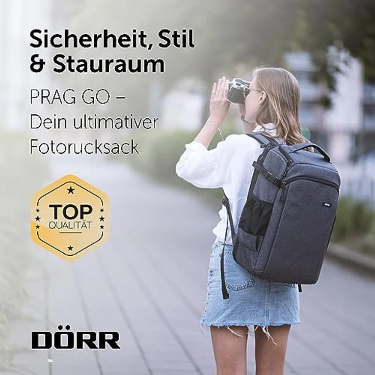 Dörr Prag Go, Fotorucksack 16 l mit variabler Fotoeinteilung und gepolstertem Laptopfach, Grau – Bild 2