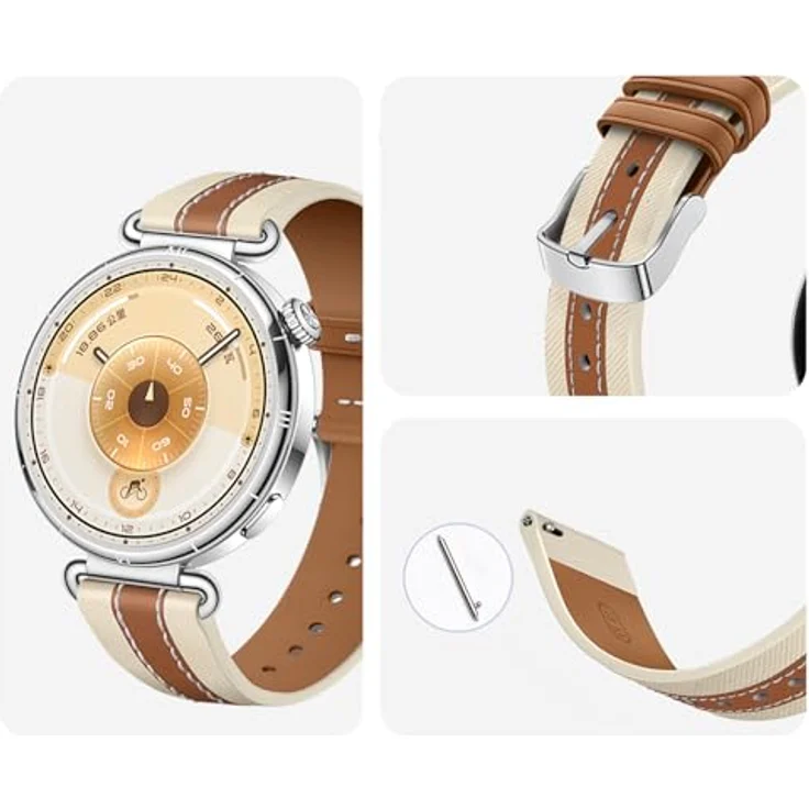 GIOPUEY Echtleder Armband für Huawei Watch GT 6 41mm/GT5/GT4, verschleißfest und atmungsaktiv, braun – Bild 3