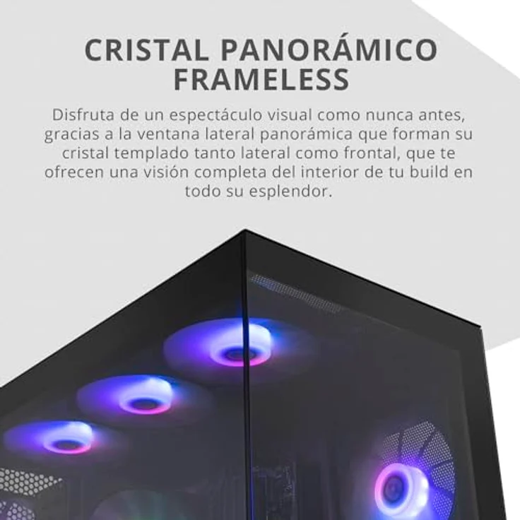 NOX XTREME PRODUCTS Hummer Glock Black - Semitower ATX | M-ATX | ITX, rahmenloses gehärtetes Panoramaglas, Platz für 10 Lüfter, 4X 120mm Lüfter vorinstalliert, USB-C und USB 3.0, Schwarz – Bild 3