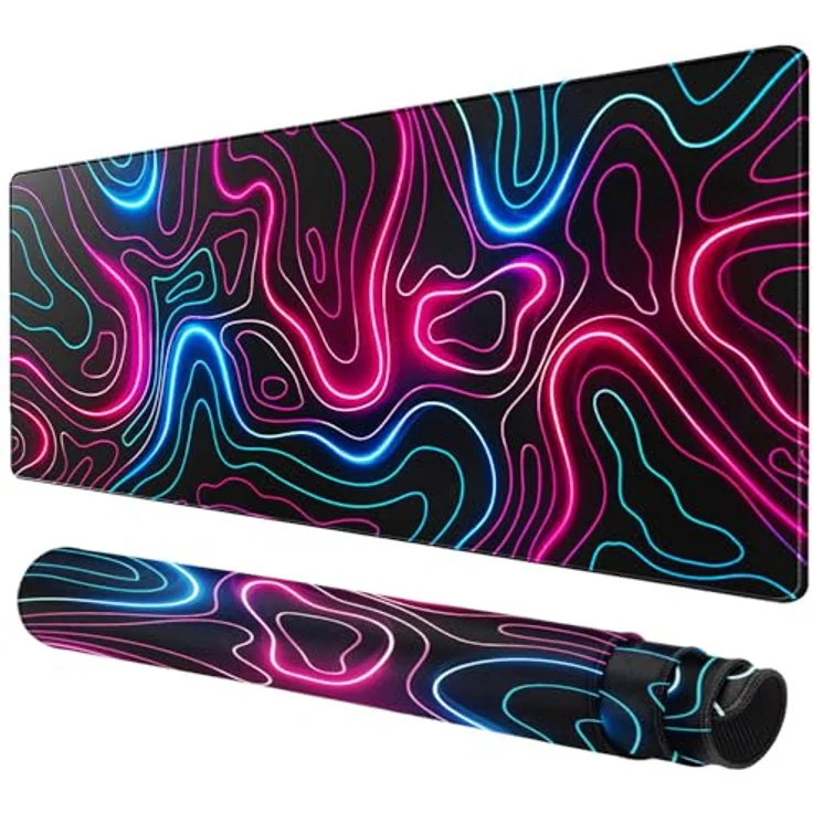 Rcege Großer Gaming-Mauspad 600x300mm, genähte Kanten, rutschfeste Unterlage, wasserresistent, Schreibtischmatte für Tastatur und Maus – Bild 1