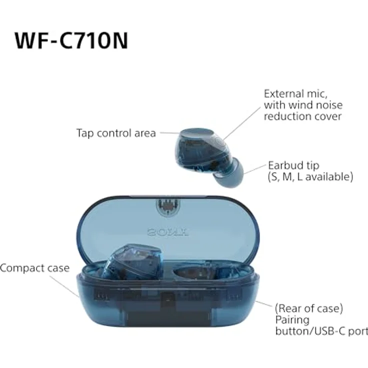 Sony WF-C710N True Wireless In-Ear Kopfhörer Blau mit ANC, Bluetooth 5.3, 21,5h Laufzeit, Spritzwasserschutz – Bild 5