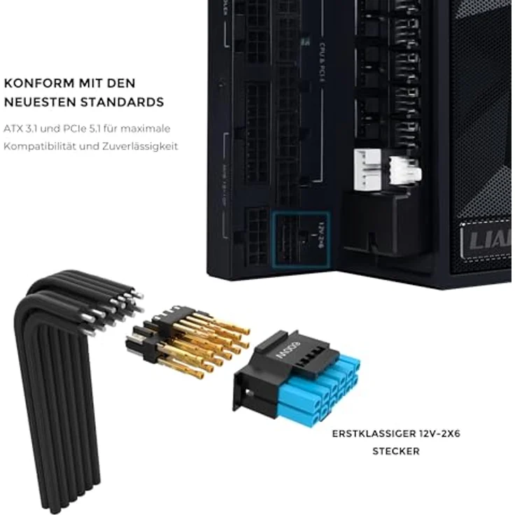 Lian Li Edge Gold 1000 PC Netzteil Schwarz, 1000 Watt ATX Netzteil, PCIe 5.1, modular, 80 Plus Gold, leiser Lüfter – Bild 5