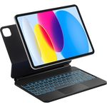 Inateck Tastatur Hülle für iPad 10/11 Generation 2025 A16, mit Touchpad, freitragendem Ständer und 7-farbiger Hintergrundbeleuchtung