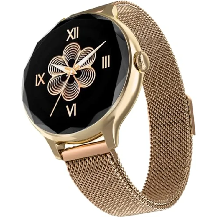 Noise Diva Smartwatch with Diamond Cut dial, Glossy Metallic Finish, AMOLED Display, Mesh Metal and Leather Strap Options, 100+ Watch Faces, Female Cycle Tracker Smart Watch for Women, SpO2 Tracking, Silver