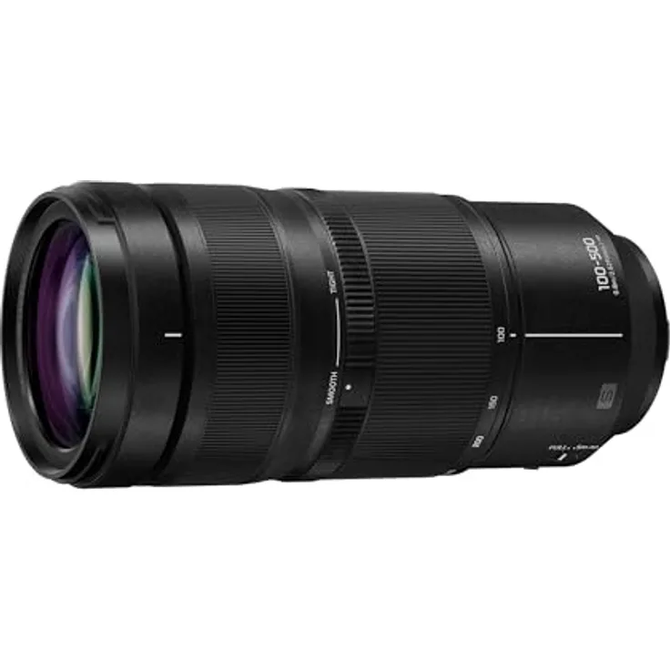 Panasonic LUMIX S-R100500E, Telezoom-Objektiv 100-500 mm F5-7.1 O.I.S., wetterfest, 0,8 m Naheinstellgrenze, anpassbarer Fokusring, Schwarz