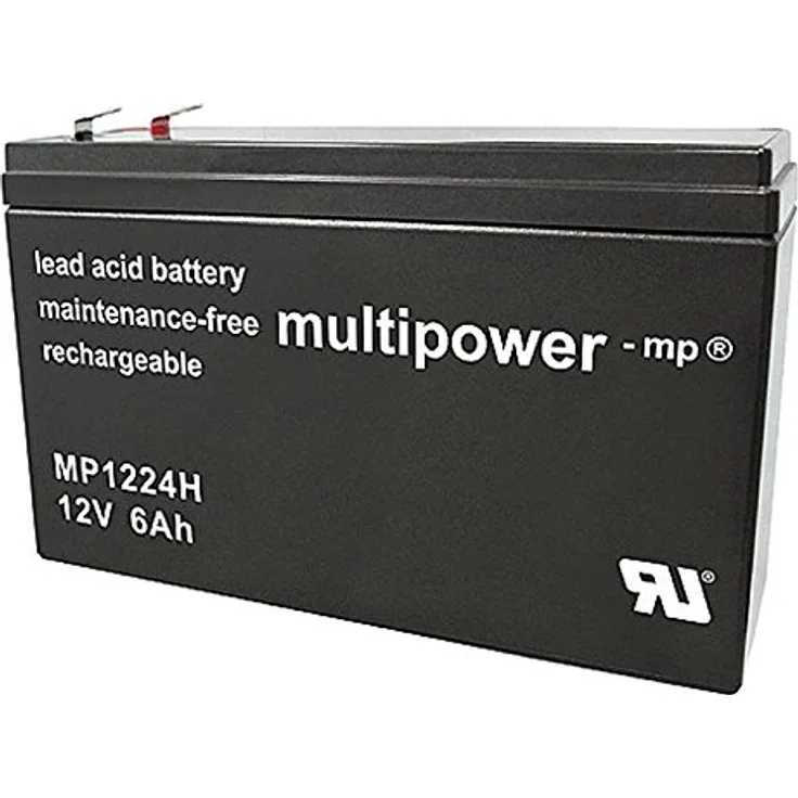 Multipower MP1224H Hochstrom Blei-Akku, 12V 24Ah mit Faston 6,3mm Steckkontakt