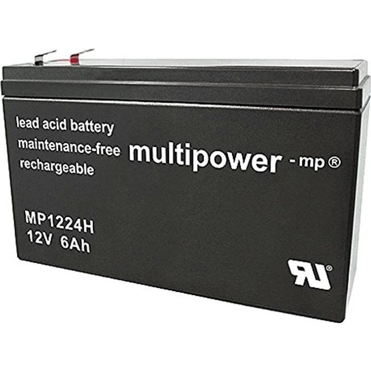 Multipower MP1224H Hochstrom Blei-Akku, 12V 24Ah mit Faston 6,3mm Steckkontakt – Bild 1