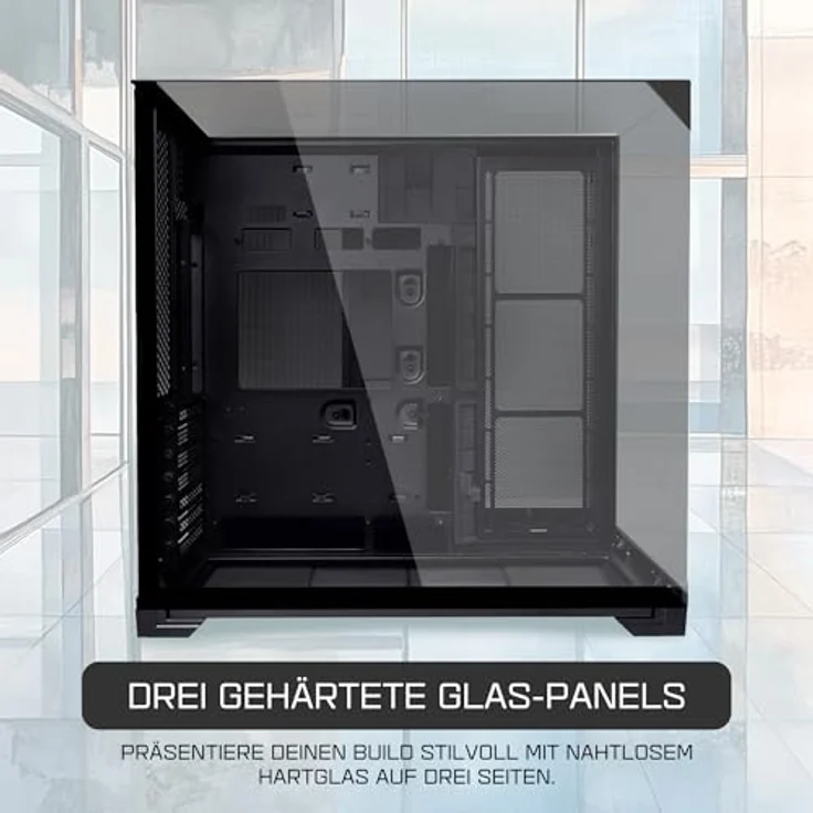 Lian Li O11 Vision Compact Gaming PC Gehäuse ATX Schwarz - Midi Tower PC Gehäuse mit Tempered Glass, bis zu 360 mm Radiatoren – Bild 3