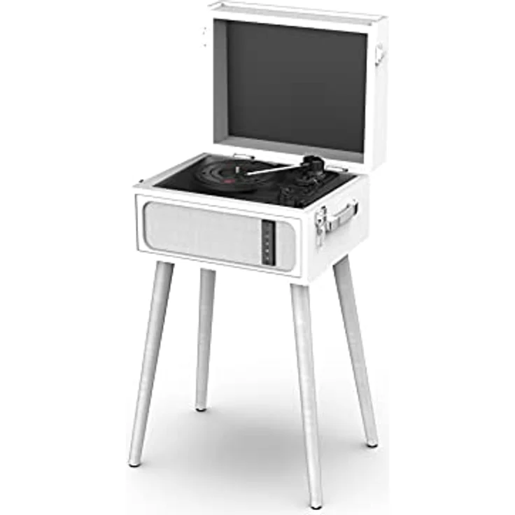 RYGHT Alto Lautsprecher kabellos und Plattenspieler Vinyl auf Standfüßen, Weiß – Bild 2