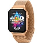 Reflex Active Amoled Series 30 4,5 cm Always-On Display Rose Gold Edelstahl Mesh Strap Smartwatch mit Dual-Time-Funktion und IP68-Wasserdichtigkeit