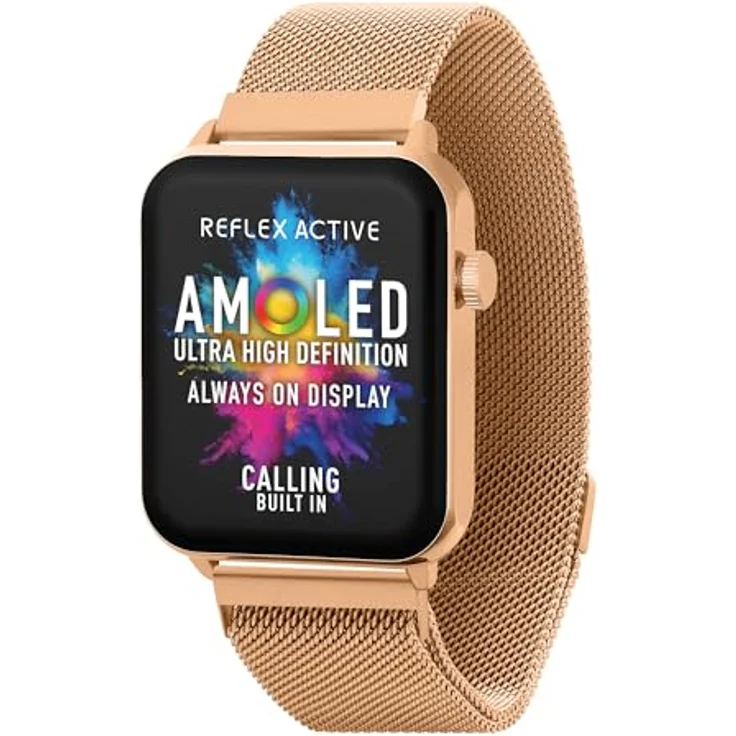 Reflex Active Amoled Series 30 4,5 cm Always-On Display Rose Gold Edelstahl Mesh Strap Smartwatch mit Dual-Time-Funktion und IP68-Wasserdichtigkeit – Bild 1