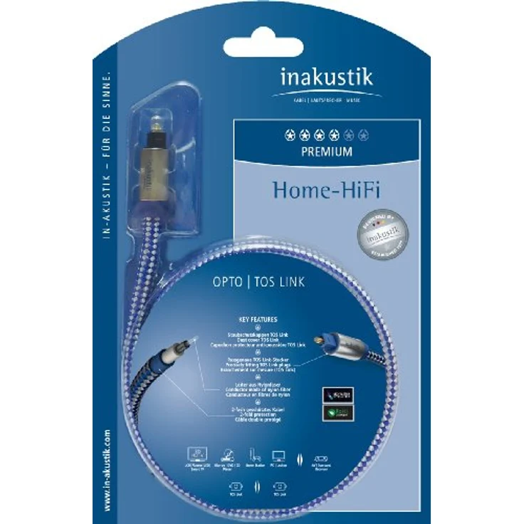 in-akustik 0041201 Premium Optokabel, 1m in Blau, für digitale Audiosignale, Nylonleiter mit max. Lichtleitfähigkeit, geschliffene Kabelenden reduzieren Lichtbrechungen – Bild 4