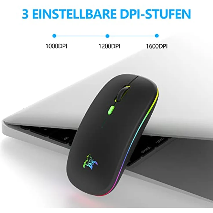TQQ 2.4G Kabellose Bluetooth Maus,Leise Kabellose Maus,Wiederaufladbare LED-Dual-Mode-Maus (Bluetooth 5.0 und 2.4G drahtlos) mit PC, Mac, Laptop und Chromebook – Bild 2