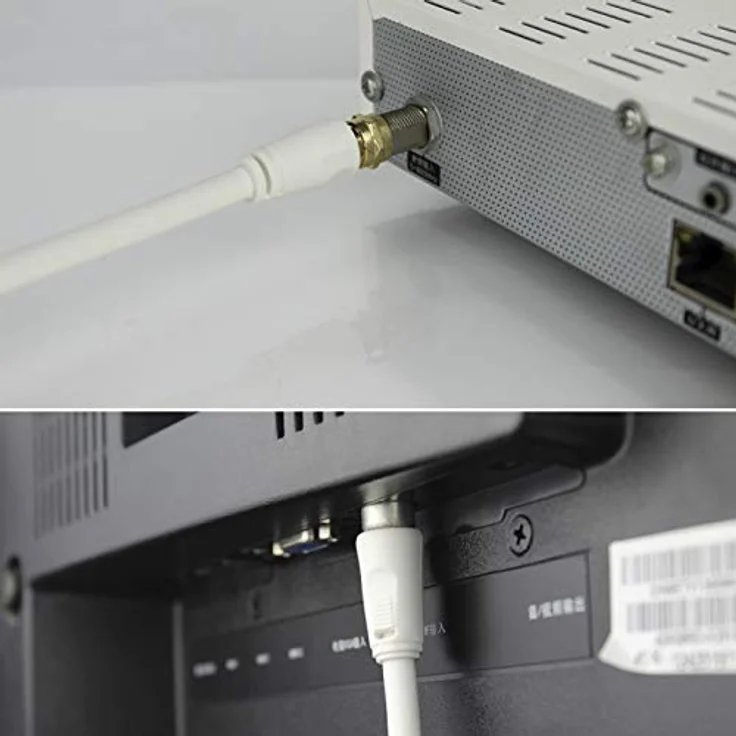 Aukson P96C Koaxial Kabel 1,5m – 90° Winkel F-Stecker auf IEC Antenne, HDTV Satellitenkabel für DVB-S/DVB-C, Weiß, hohe Signalübertragung und flexible Anwendung – Bild 5